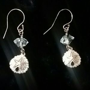 14k gold filled Herkimer diamond starfish earrings